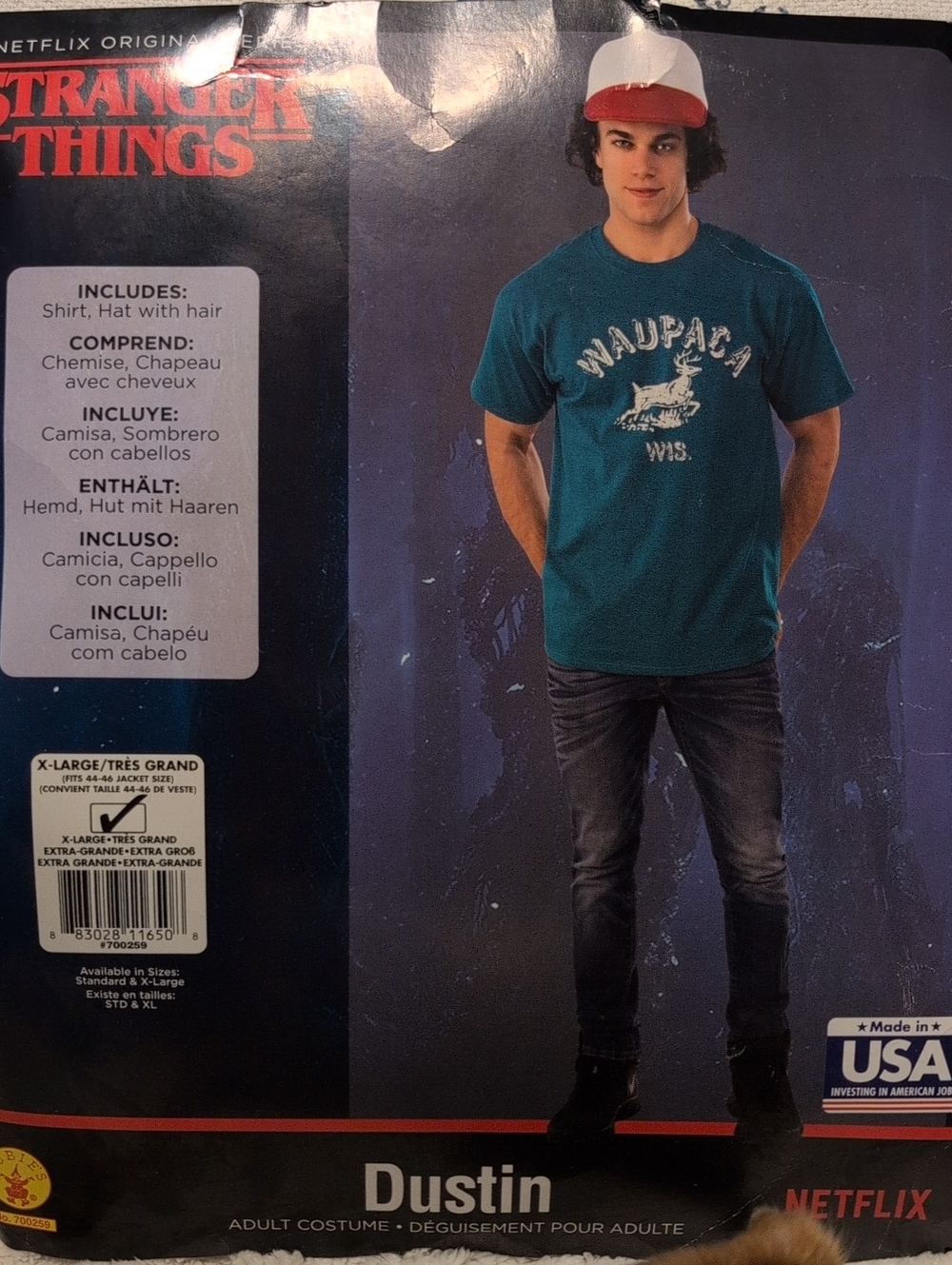Stranger Things Dustin Adult Costume Sz X-Large
